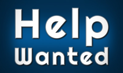 Wall Mural - Help Wanted - clear white text written on blue background