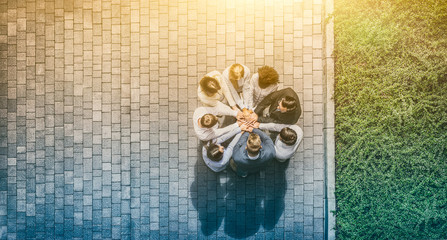 Wall Mural - stack of hands. unity and teamwork concept.