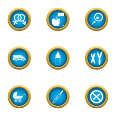 Poster - Pedigree icons set. Flat set of 9 pedigree vector icons for web isolated on white background