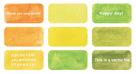 Watercolor rectangle set, vector