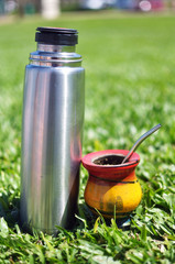 Wall Mural - Yerba Mate Drink and Thermo ready for use outdoors