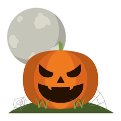 Sticker - Pumpkin and full moon