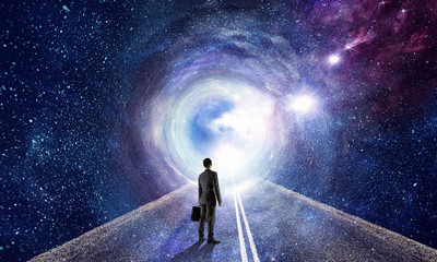 Wall Mural - businessman and cosmos concept
