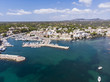 Luftaufnahme, Küste von Porto Petro mit Häusern und Villen, Region Cala D' or , Gemeinde Santanyi, Mallorca, Balearen, Spanien