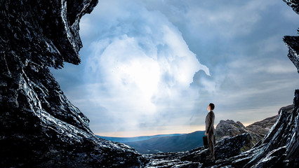 Wall Mural - businessman and cosmos concept