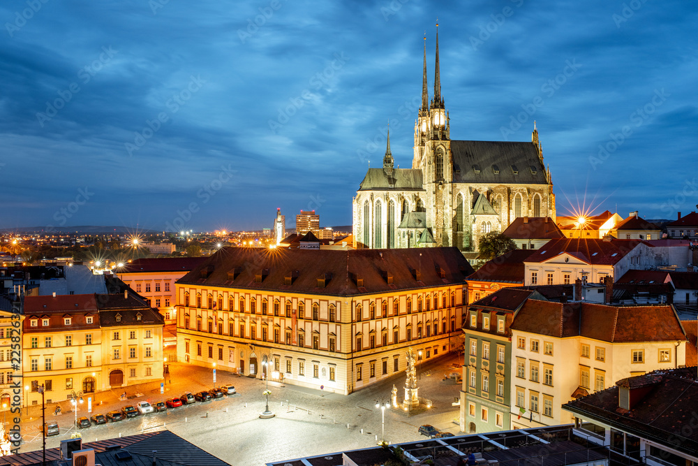 Obraz na płótnie Brno night cityscape view, Czech republic w salonie