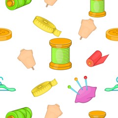 Poster - Sewing supplies pattern. Cartoon illustration of sewing supplies vector pattern for web