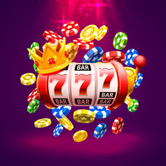 King slots 777 banner casino on the red background. Vector illustration