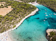 Luftaufnahme, Bucht cala Mondragó und Playa Mondragó, , Gemeinde Santanyi,  , Region von Porto Petro, Mallorca, Balearen, Spanien