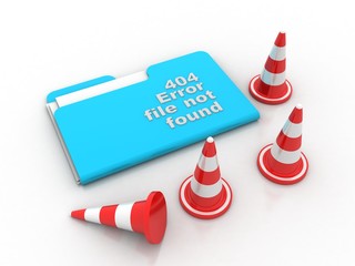 Poster - 3d rendering folder icon with traffic cones