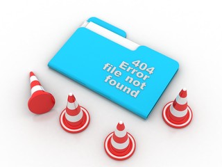 Poster - 3d rendering folder icon with traffic cones