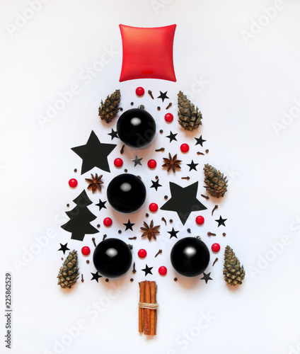 Christmas Tree From Small Objects Stars Christmas Decorations