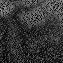 3d render, abstract wavy scales background, black color, pattern, paper craft, macro carpet texture