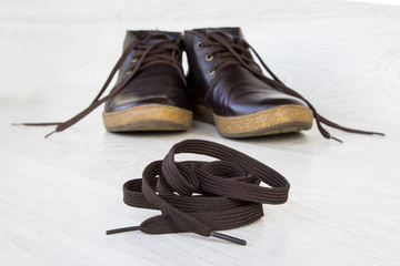 Shoe laces isolated on white background