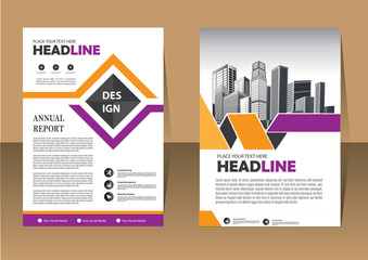 Brochure template layout, cover design annual report, magazine, flyer or booklet in A4 with blue geometric shapes on polygonal background