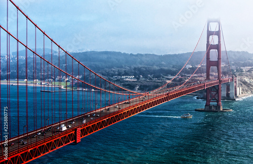 Plakat Golden Gate Bridge jak widzieć od Morskich Headlands, San Fransisco, Kalifornia, usa