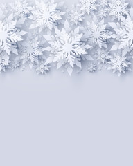 Wall Mural - vector merry christmas and happy new year greeting card design with white realistic 3d layered paper
