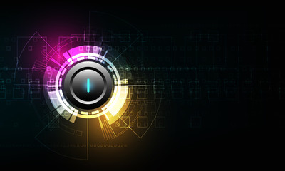 Poster - vector power button on technology background.