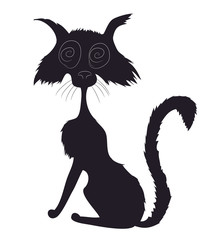 Wall Mural - cat halloween drawing silhouette vector