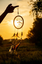 It's A Native American Dream Catcher And Golden Rays Of The Sunset. Beautiful Calming Scenery. Infuse Positive Thoughts, Like A Pleasant Wind Melody