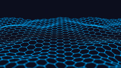 Poster - abstract 3d technology and science neon visualization. blockchain and cryptocurrency. digital wallpa