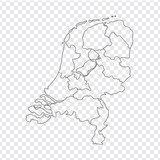 Fototapeta Mapy - Blank map Netherlands. High quality map Kingdom of Netherlands with provinces on transparent background for your web site design, logo, app, UI. Stock vector. Vector illustration EPS10.