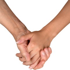 Wall Mural - Young Woman's Hand Touching and Holding an Old Woman's Hand