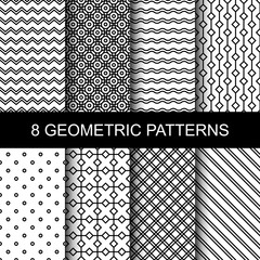 Fototapete - Set of vector geometric patterns. Collection of seamless patterns for your design.