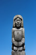 Traditional wood carving of a native american youth, Lummi Reservation, Whatcaom County, Washington, USA.