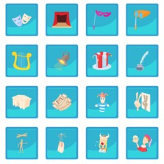 Sticker - Theatre icon blue app for any design vector illustration