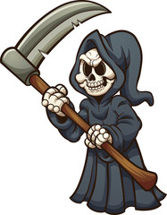 Wall Mural - Grim reaper with scythe. Vector clip art illustration with simple gradients. All in a single layer.