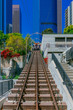 Angeles Flight cable cars and tracks in downtown Los Angeles