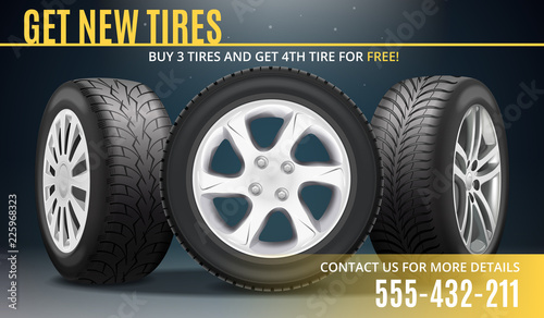 Fotomural Tire Advertising Realistic Poster