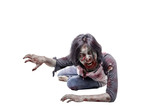 Fototapeta  - Portrait of asian zombie man crawling with hands