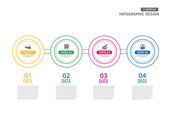 Infographics circle thin line with 4 data template. Vector illustration abstract background. Can be used for workflow layout, business step, brochure, flyers, banner, web design.