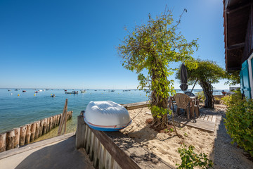 BASSIN D'ARCACHON (France), village ostréicole près du Cap Ferret