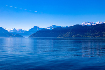  view of the beatiful lake lucerne switzerland europe calm peaceful summer sunny day