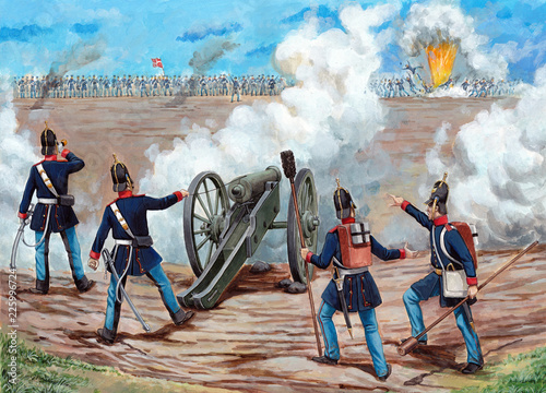 Fotomural German artillery illustration, Schleswig-Holstein, XIXc.