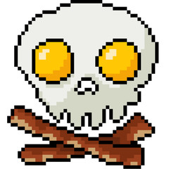 Canvas Print - vector pixel art skull breakfast