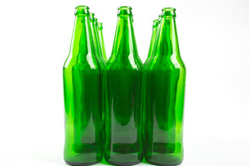 green bottle isolated white background for packing water and alcohol.