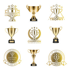 Wall Mural - trophy cups for win in competition or tournament