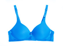 Blue bra isolated on white background