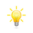 Lamp idea icon, object yellow light on a white background. Vector illustration