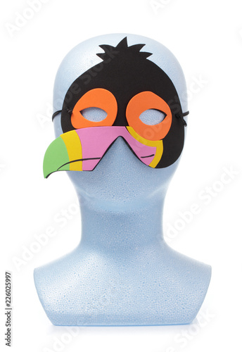 Fotografia, Obraz animal carnival mask with mannequin head isolated on white background