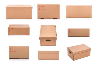 Wall Mural - Set of cardboard boxes isolated on a white background.