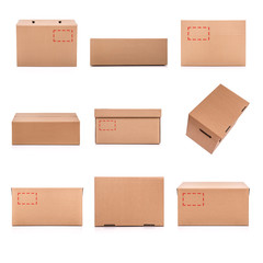 Wall Mural - Set of cardboard boxes isolated on a white background.