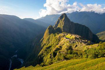 Canvas Print - Sunset on Machu Picchu, the lost city of inca