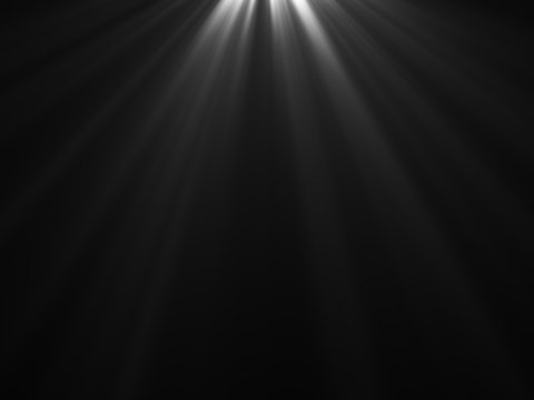 White Shine Lights on black background for overlay with copy space.