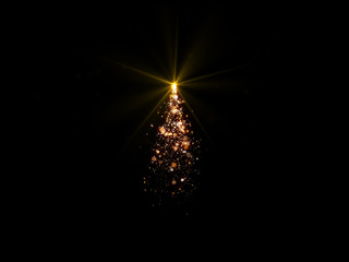 Wall Mural - magic christmas tree lights on black background for overlays with copy space.