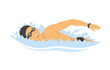 Swimming man - modern colorful vector cartoon character illustration